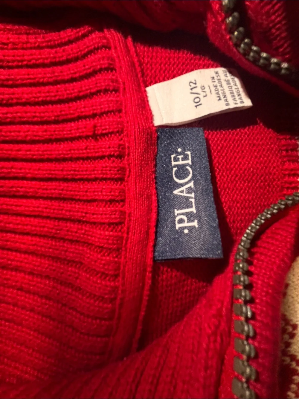 The Children's Place Red Snowman & Tree Half-Zip Holiday Sweater